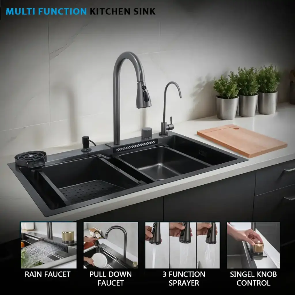 Multi-Function Black Kitchen Sink