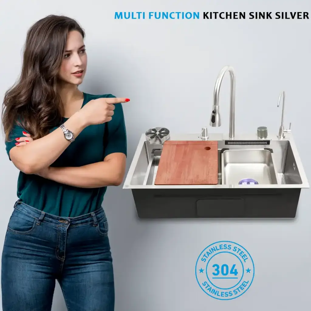 Multi Function Kitchen Sink Silver 304 SS Grad 